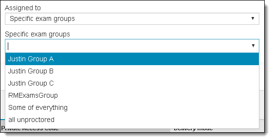 Select specific exam group assigned to PAC.